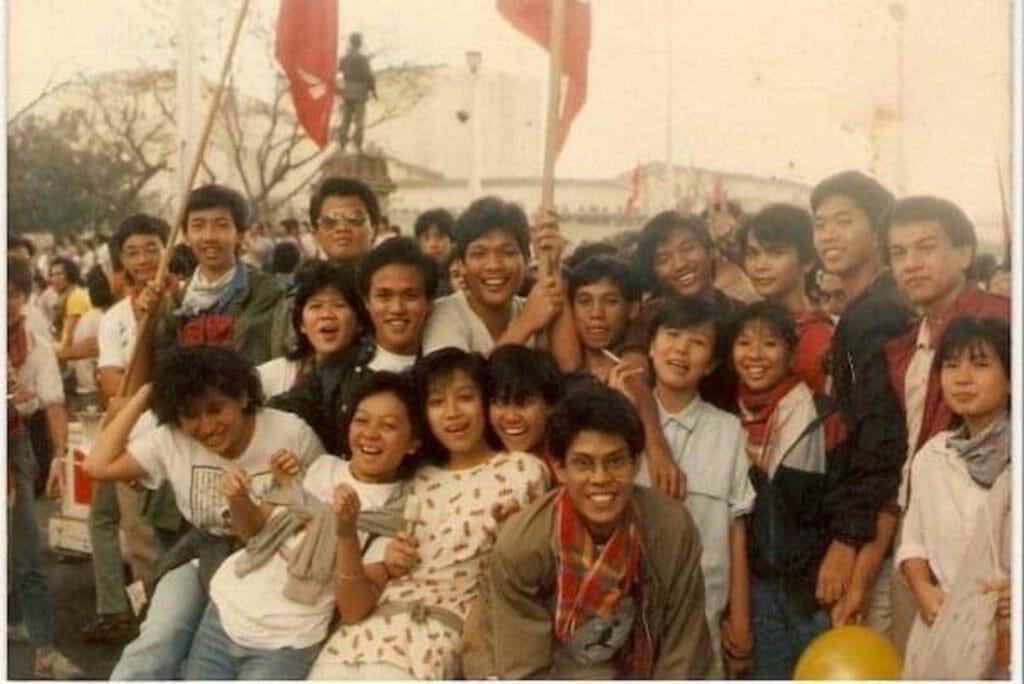 Kiko Pangilinan (center, foreground) as an activist student leader at the University of the Philippines. CONTRIBUTED