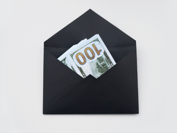 This is a black envelope with money inside.