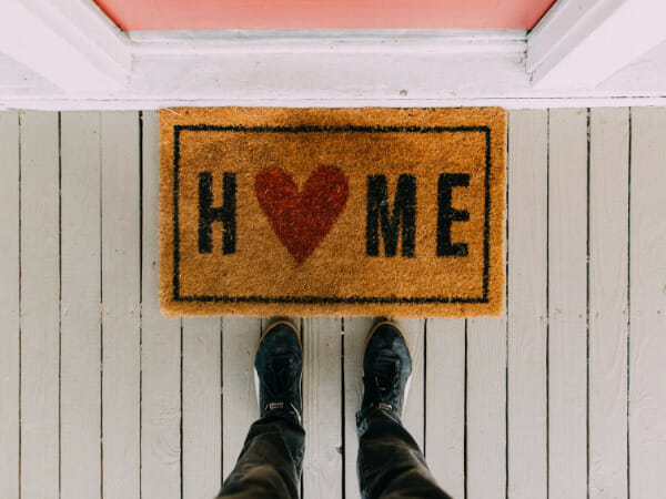 This is a rug in front of a home.