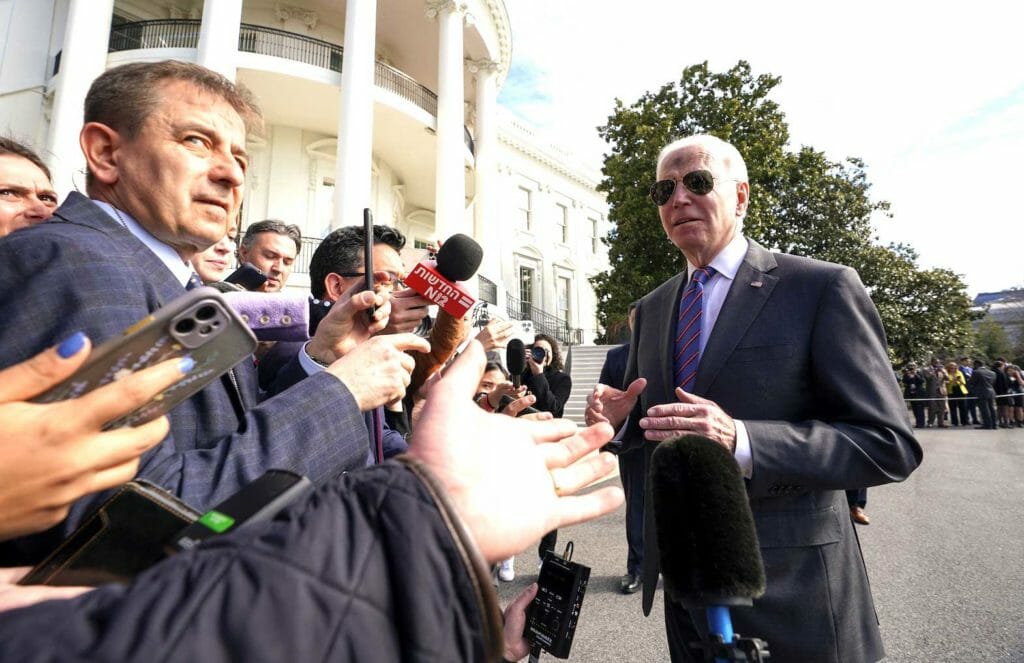 U.S. President Joe Biden speaks to reporters upon his departure from the White House on Ash Wednesday, in Washington, D.C., U.S., March 2, 2022. REUTERS/Kevin Lamarque/File Photo