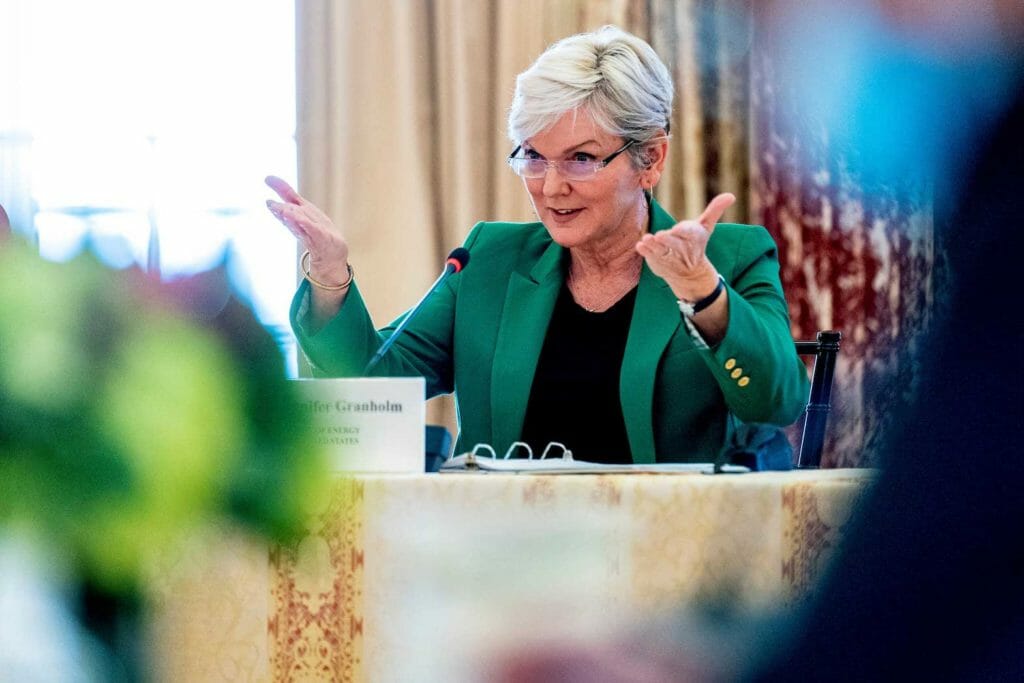  Energy Secretary Jennifer Granholm speaks during a meeting with Secretary of State Antony Blinken, European Union High Representative for Foreign Affairs and Security Policy Josep Borrell Fontelles, and European Commissioner for Energy Kadri Simson at the State Department in Washington, U.S., February 7, 2022. Andrew Harnik/Pool via REUTERS