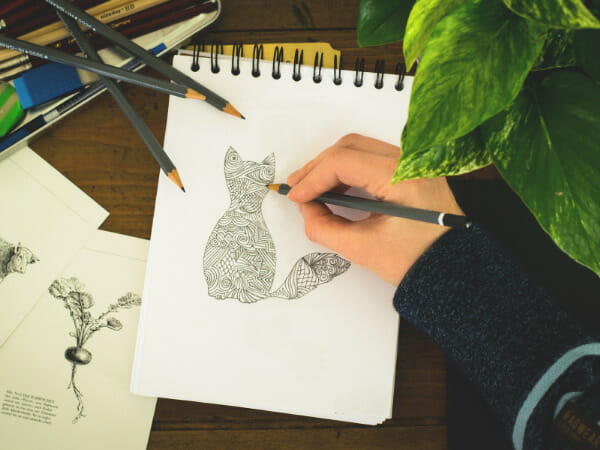 This is a person drawing a cat.