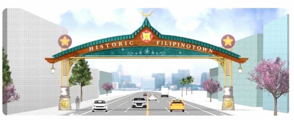 Artist's rendition of the gateway named “Talang Gabay - Our Guiding Star,” which will span 82 feet across Beverly Boulevard and stand 30 feet in height. CONTRIBURED