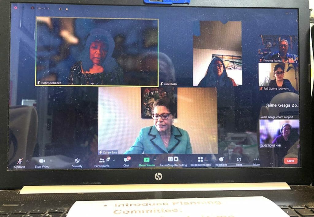 Second Virtual Meet & Greet with Karen Bass (foreground) via Zoom: targeting communities in the Los Angeles South Bay area, including Wilmington and San Pedro held March 13, 2022. INQUIRER/FL Ibanez