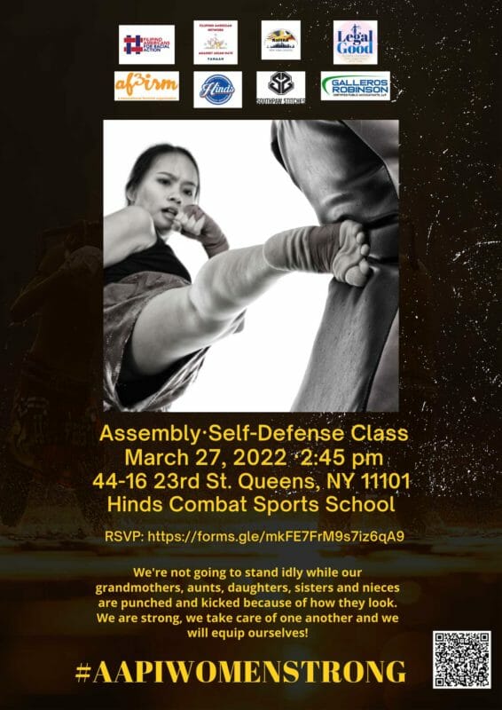 On March 27 at Hinds Combat Sports in Queens, NY, NaFFAA is partnering with community for a rally against anti-Asian hate crimes. 