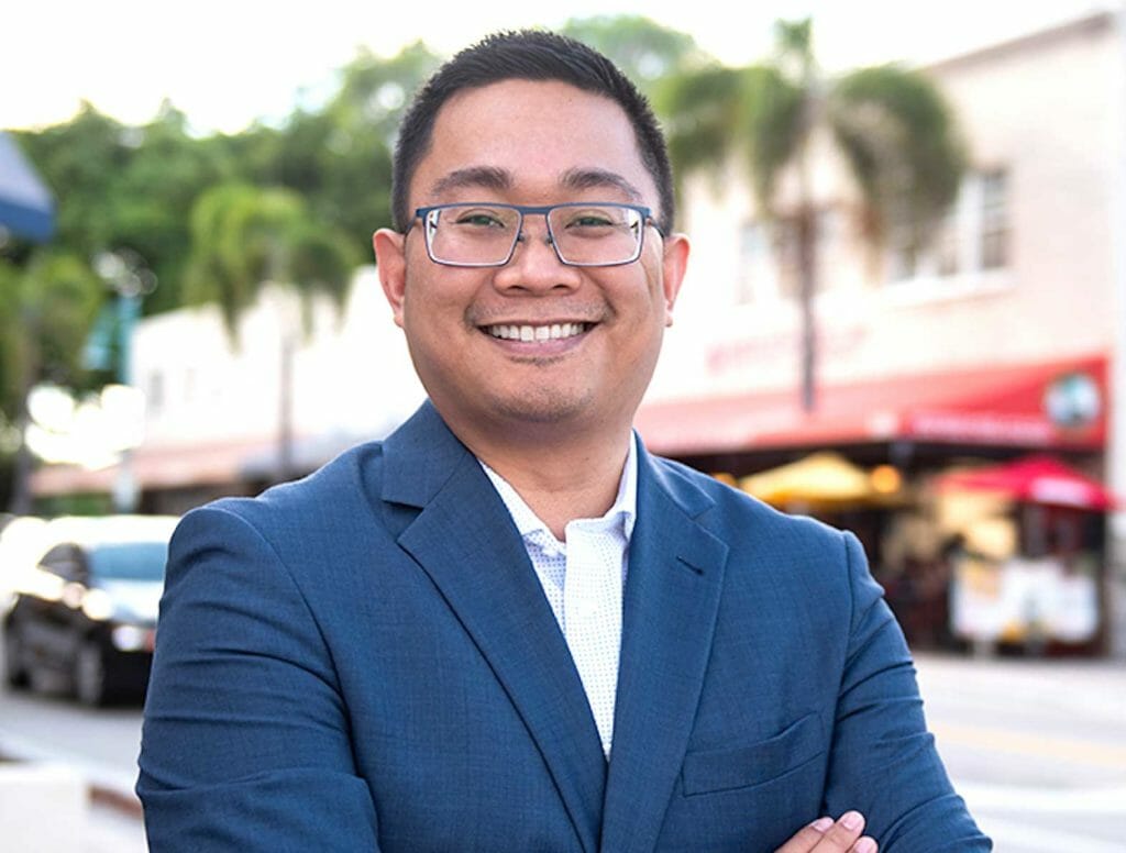 The Philippines-born Ty Penserga won 60 percent of the votes cast on the March 8 election in Boynton Beach, Florida. HANDOUT 