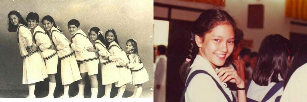 The young Risa Hontiveros (third from left in left photo) played Louisa, an adorable but mischievous teenager, one of Captain Von Trapp’s seven children in “The Sound of Music.” The Repertory Philippines production also featured Lea Salonga, Monique Wilson and Menchu and Raymond Lauchengco, who went on to successful acting and singing careers. CONTRIBUTED