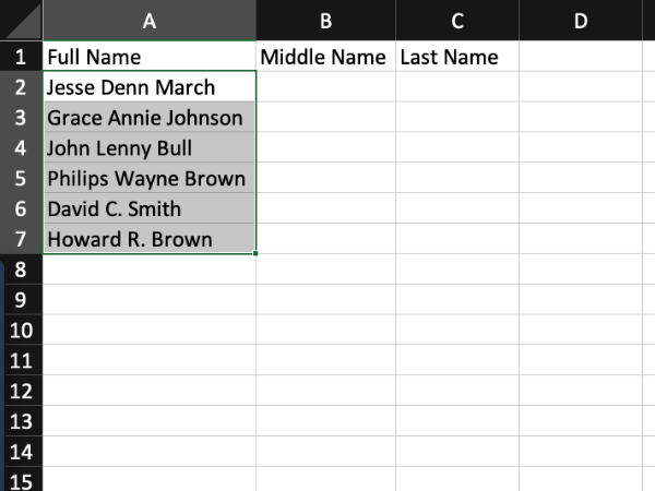 How to separate first and last names in Excel- with the text to column tool