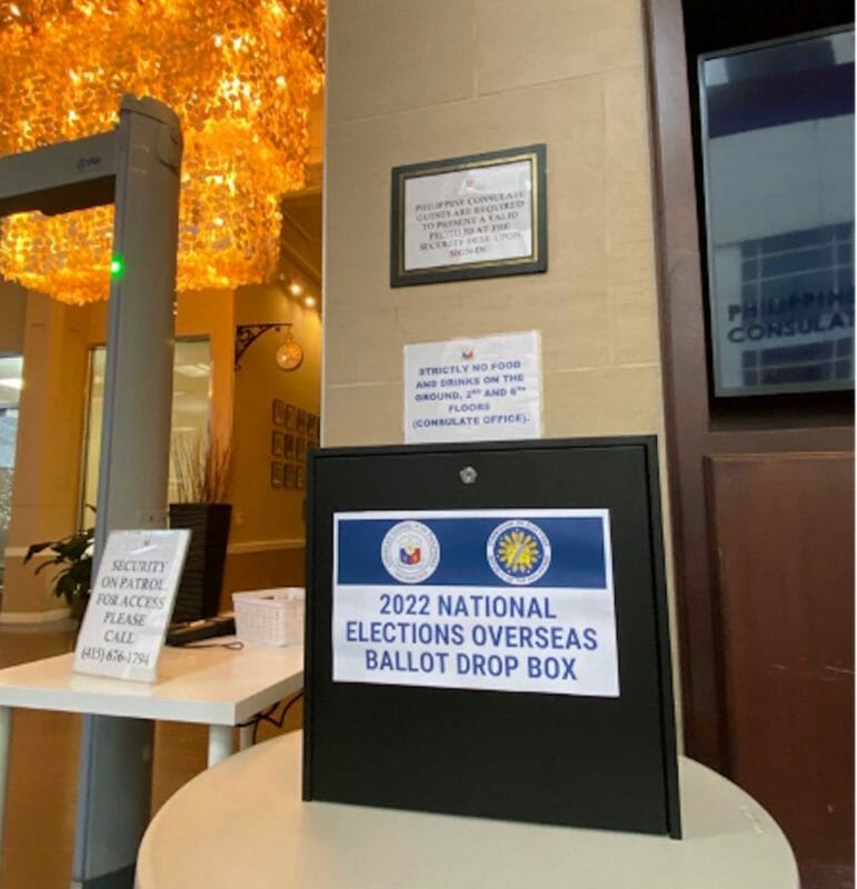 Drop-off receptacle for overseas voters' ballots at the San Francisco Philippine Consulate. CONTRIBUTED 
