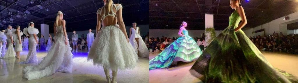  The Northern Lights-inspired couture gowns showcase hand painting by Dubai-based young Filipino digital artists, who used luminescent paints to bring Cinco’s vision to life. CONTRIBUTED