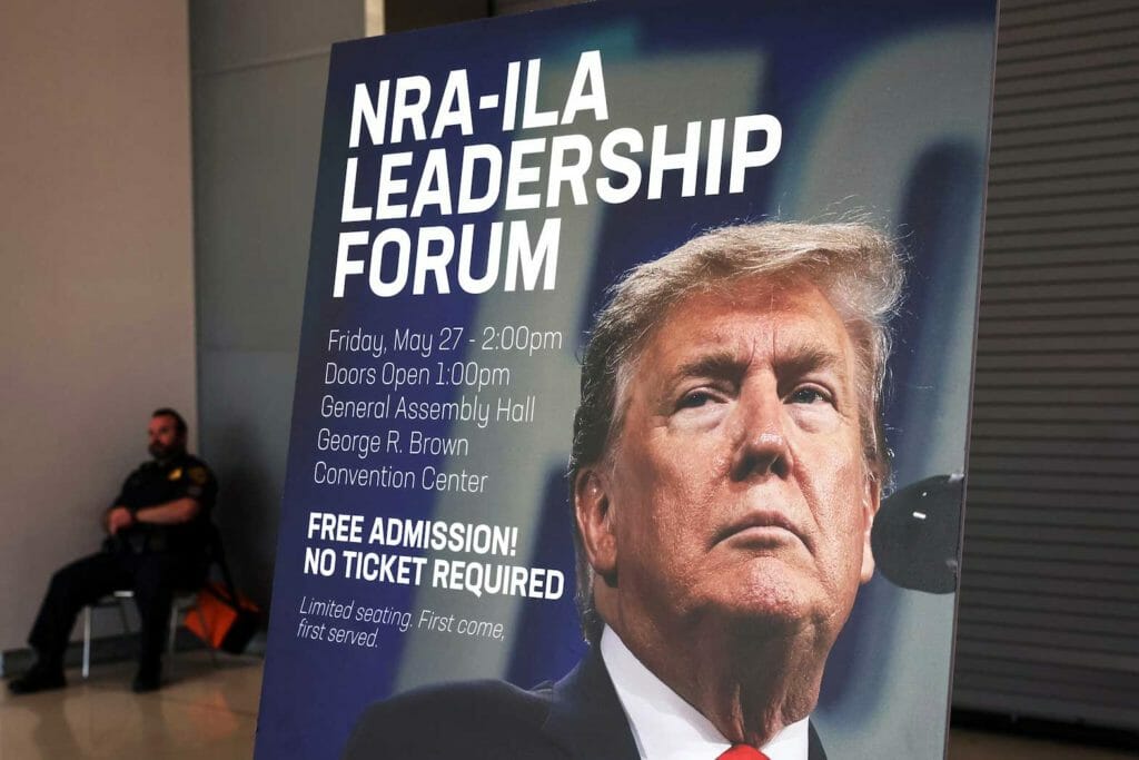 Former U.S. President Donald Trump speaks during the National Rifle Association (NRA) annual convention in Houston, Texas, U.S. May 27, 2022. REUTERS/Shannon Stapleton