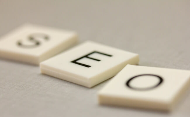 These are scrabble tiles that spell out "SEO."
