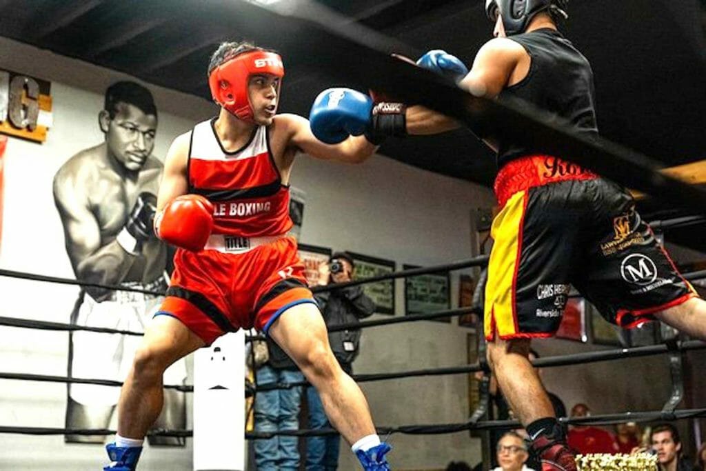 Manny Pacquiao Jr., (left) in action. INSTAGRAM