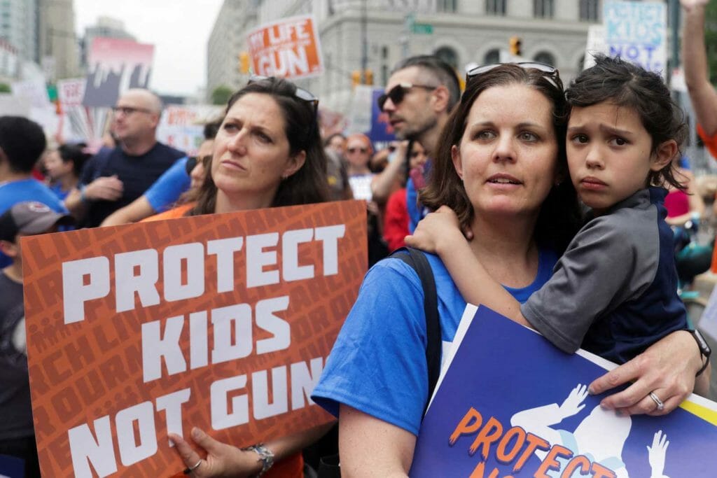  People attend "March for Our Lives" rally, one of a series of nationwide protests against gun violence, in New York City, U.S., June 11, 2022. REUTERS/Jeenah Moon/File Photo