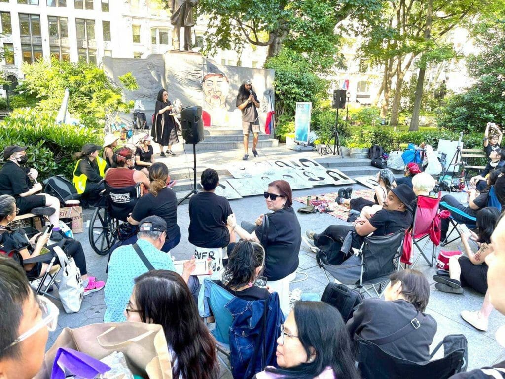 Protesters hold a peaceful rally after the parade inside Madison Square Park. INQUIRER/Elton Lugay