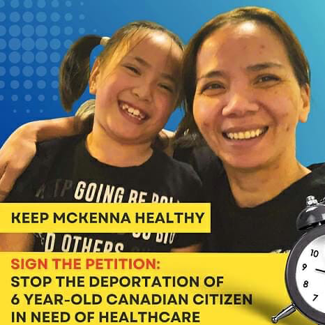 More than 2,000 people have signed a petition calling for Evangeline Cayanan, seen here with daughter, McKenna Rose, to be given permanent resident status. POSTER