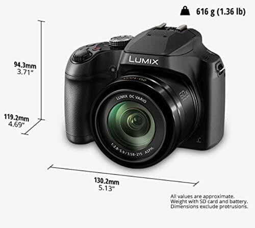 Panasonic LUMIX FZ80 4K Digital Camera, 18.1 Megapixel Video Camera, 60X Zoom DC VARIO 20-1200mm Lens, F2.8-5.9 Aperture, Power O.I.S. Stabilization