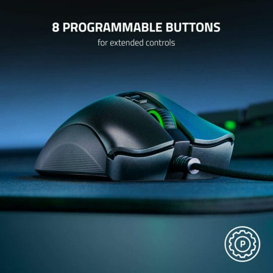  Razer DeathAdder V2 Gaming Mouse: 20K DPI Optical Sensor - Fastest Gaming Mouse Switch - Chroma RGB Lighting - 8 Programmable Buttons - Rubberized Side