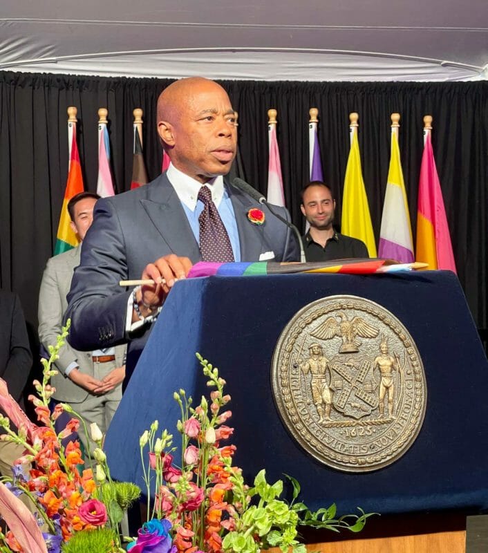  New York City Mayor Eric Adams was reportedly pleased at the turnout despite calls to boycott his PRIDE party at Gracie Mansion INQUIRER/Elton Lugay 