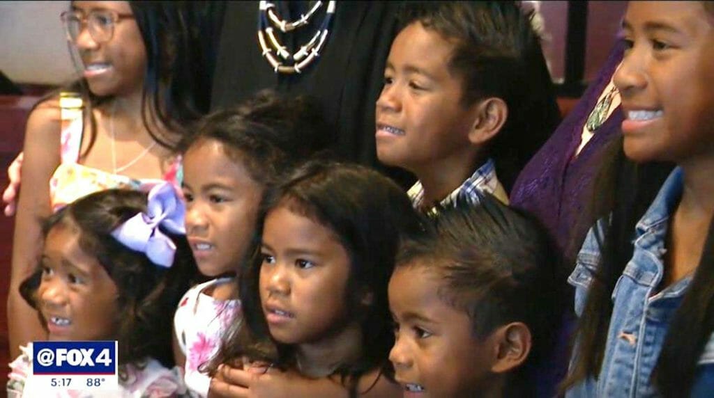 The seven Filipino children who were newly adopted by a Texas couple Chris and Jessica Milam. SCREENGRAB/Fox 4 News