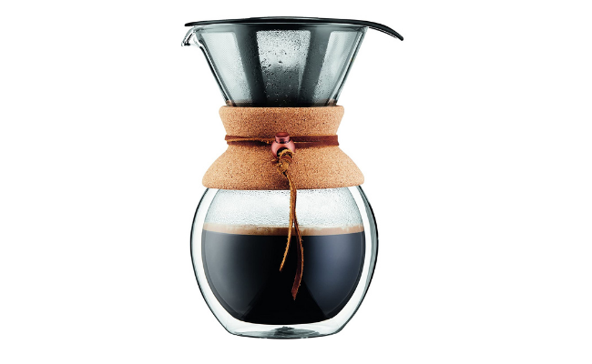 BODUM Pour Over Coffee Maker Grip, 8 Cup, 34 Ounce, Double Wall Cork