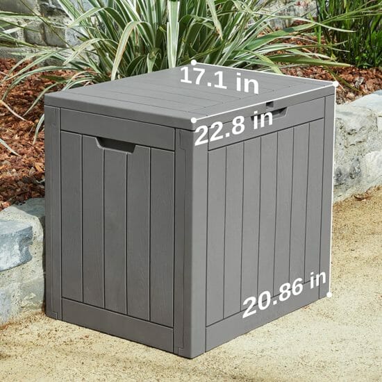 EAST OAK Deck Box, 31 Gallon Indoor/Outdoor Storage Box with Lockable Lid for Patio Cushions, Pool Accessories, Toys, Gardening Tools, Sports Equipment