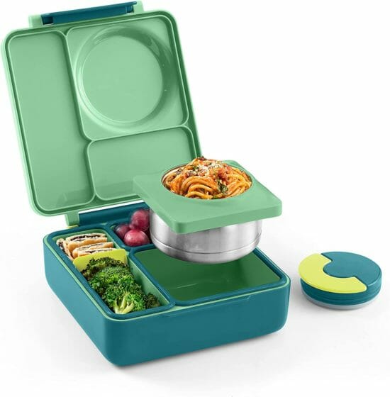 OmieBox Bento Box for Kids - Insulated Bento Lunch Box with Leak Proof Thermos Food Jar - 3 Compartments, Two Temperature Zones