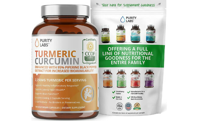 Organic Turmeric Curcumin 2,250MG Per Serving (120 Capsules) Supports Muscle, Joint, Brain - Standardized 95% Curcuminoids & Black Pepper Bioperine