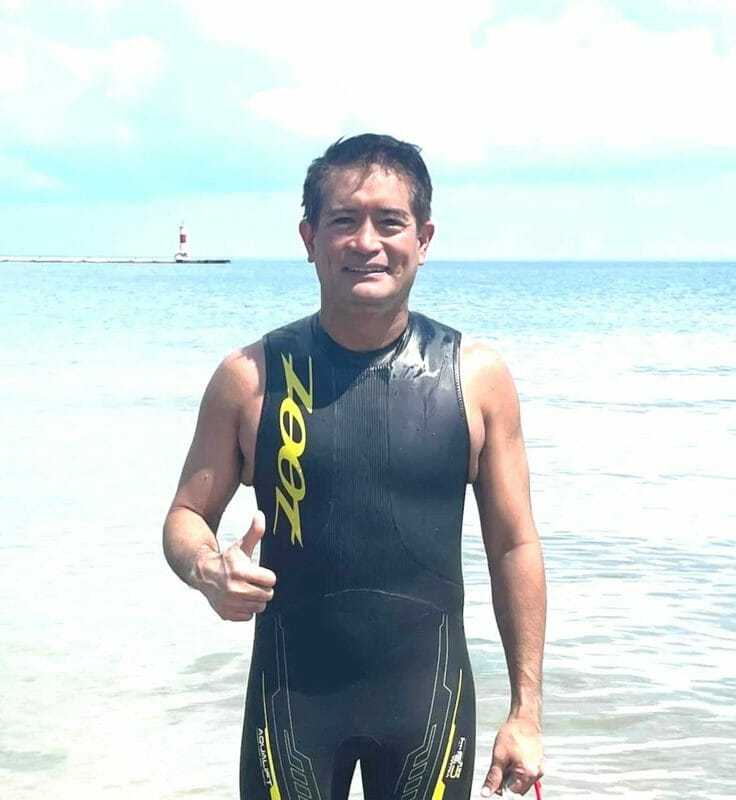 Ingemar Macarine had to abort his targeted 6-mile swim across Lake Michigan Sunday, July 24, due to rough weather. FACEBOOK