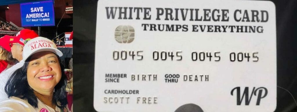 Mimi Israelah said she showed police officers a White Privilege Card instead of her license and claims she wasn't issued a ticket. FACEBOOK