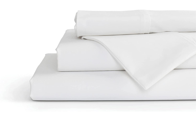 100% Cotton Percale Sheets Queen Size, White, Deep Pocket, 4 Piece - 1 Flat, 1 Deep Pocket Fitted Sheet and 2 Pillowcases, Crisp Cool and Strong Bed Linen