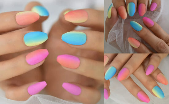 Colorful Gradient Press On Artificial Nails 