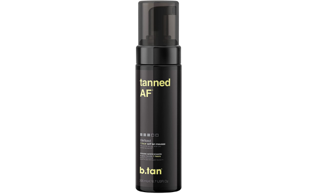  b.tan tanned AF - Ultra Dark Self Tanner - 100% Natural, Fast, 1 Hour Sunless Tanner Mousse, ​No Gimmicks, No Fake Tan Smell, No Added Nasties, Vegan