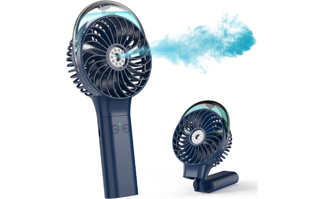  Portable Handheld Misting Fan, 3000mAh Rechargeable Mist Fan- Up to 10h Cooling & 1h Misting, Battery Operated Spray Fan for Travel, Home Office