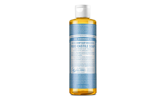 Dr. Bronners - Pure-Castile Liquid Soap (Baby Unscented, 8 Ounce) - Made with Organic Oils, 18-in-1 Uses: Face, Hair, Laundry, Dishes, For Sensitive Skin
