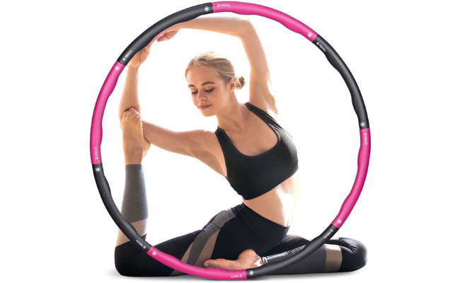 FEECCO Weighted Hula Hoop, Exercise Hula Hoops for Adults Weight Loss, 8 Detachable Sections for Home Gym or Travel, 36'' Plus Size for Fitness Workout