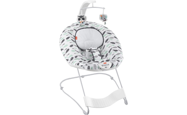 Fisher-Price See and Soothe Deluxe Bouncer Climbing Leaves, Portable Soothing Baby Seat with Vibrations and Music