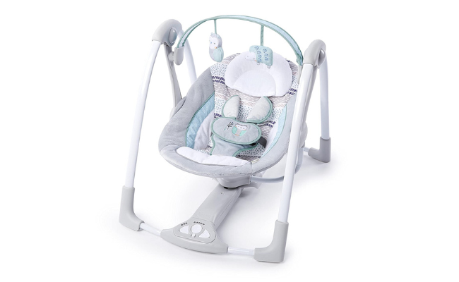 Ingenuity Compact Lightweight Portable Baby Swing with Music, Nature Sounds and Battery-Saving Technology - Abernathy, 0-9 Months