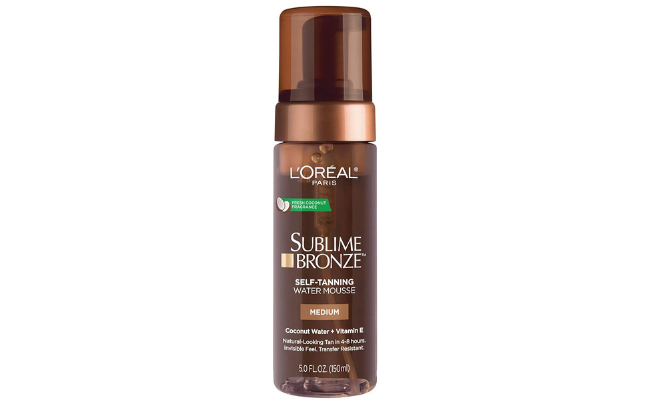 L'Oreal Paris Skincare Sublime Bronze Hydrating Self-Tanning Water Mousse, Quick-Drying, Streak-Free Self-Tanner for Natural-Looking Tan