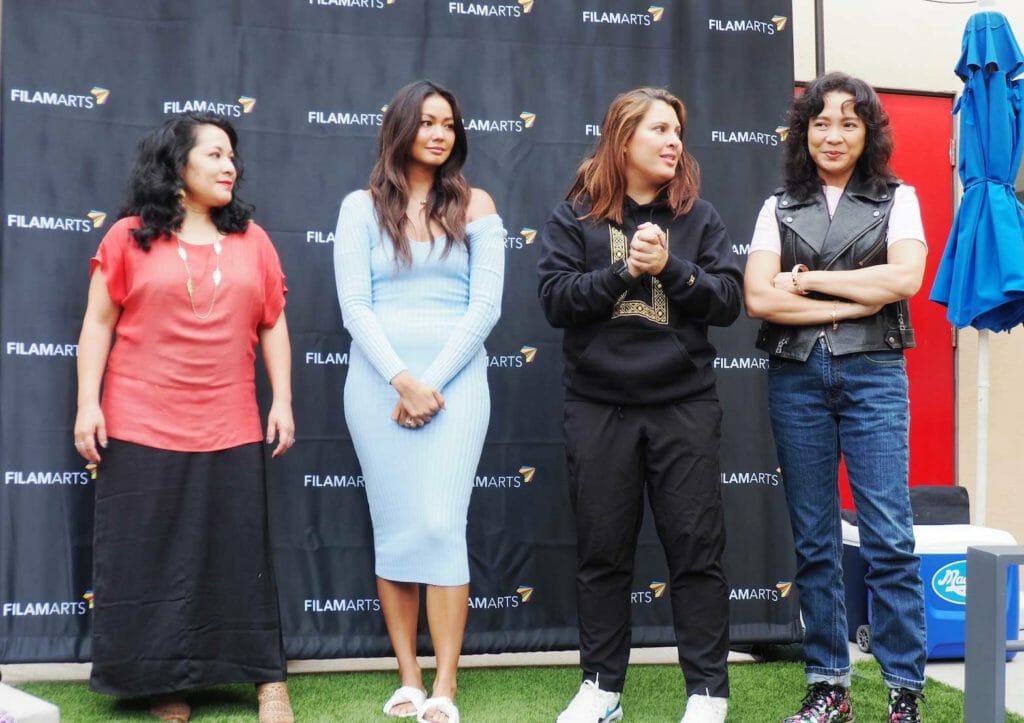  Some of the slated FPAC artists and performers (left to right) Eleanor Lipat-Chester, Mica Javier, G Tongi and Melody Del Mundo at an Aug. 20 press event in Long Beach to announce plans for the Festival’s return on Sept. 3r at Levitts Pavillion stage in MacArthur Park. INQUIRER/Florante Ibanez