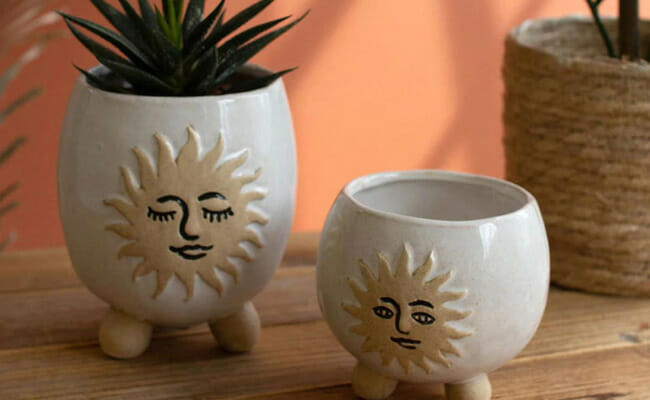 Jungalow Ceramic Sun Planter Set