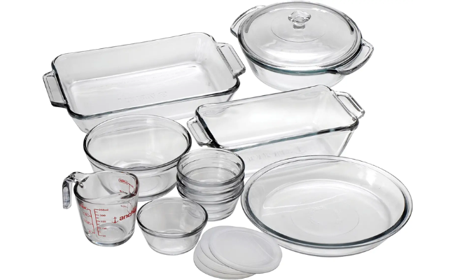 Anchor Hocking Complete Glass Bakeware Set (15 piece, tempered tough, pre-heated oven and dishwasher safe)