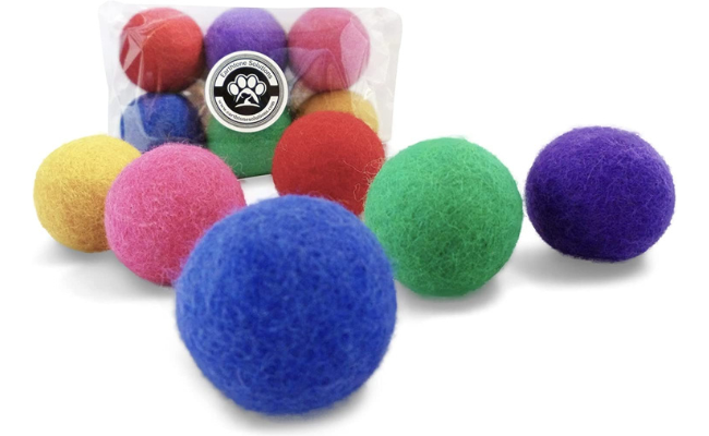  Earthtone Solutions Wool Felt Ball Toys for Cats and Kittens, Fun Adorable Colorful Soft Quiet Felted Fabric Balls, Unique for Cat Lovers, Merino Wool
