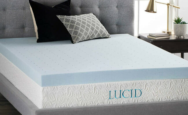  LUCID 4 Inch Gel Memory Foam Mattress Topper-Ventilated Design-Ultra Plush-Twin