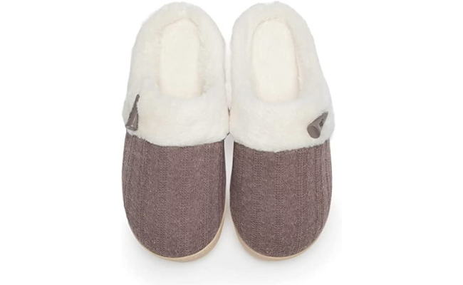 NineCiFun Women's Slip on Fuzzy House Slippers Memory Foam Slippers Scuff Outdoor Indoor Warm Plush Bedroom Shoes with Faux Fur Lining