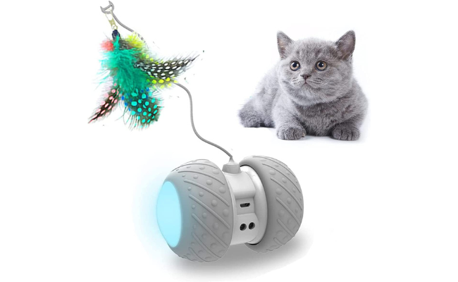  PetDroid Cat Toys for Indoor Cats,Interactive Cat Toys Attached with Feathers/Birds/Mouse Toys for Cats/Kitten Toys,Large Capacity Battery/All Floors Available