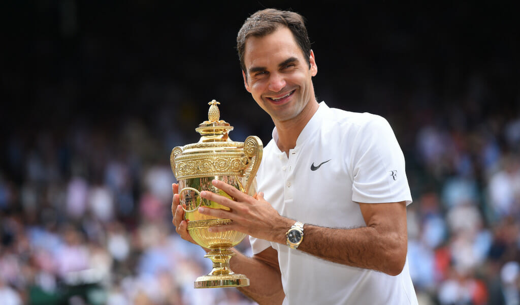 Roger Federer (SUI) wins his 8th Wimbledon title after defeating Marin Cilic (CRO) in the final at the 2017 Wimbledon Championships at the AELTC in London, UK, on July 16, 2017