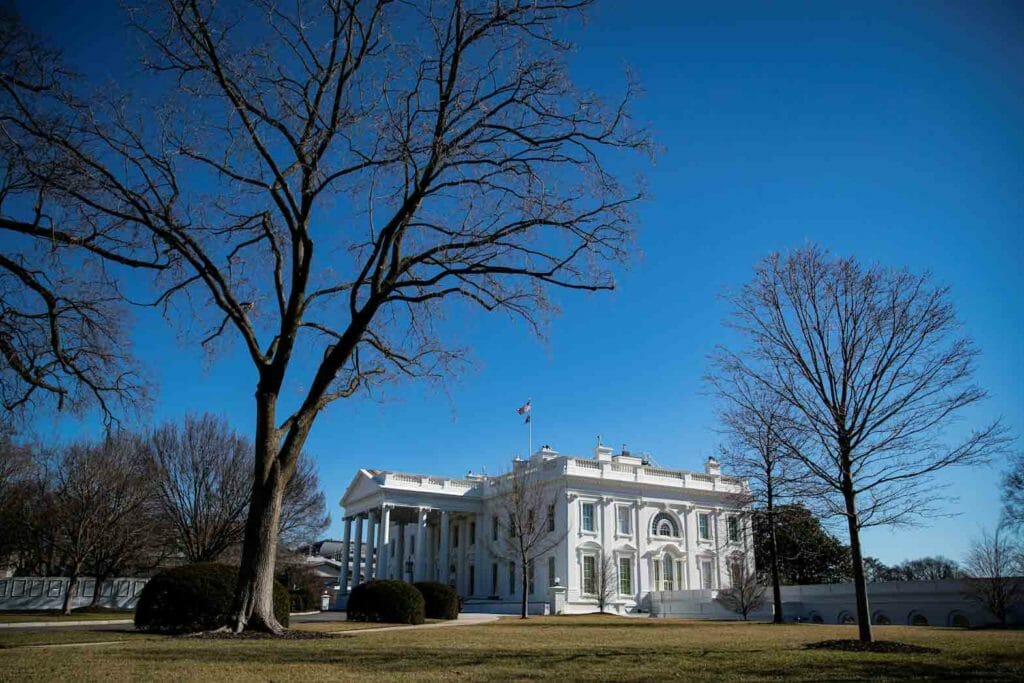 A view shows the exterior of the White House in Washington, D.C., U.S., February 6, 2022. REUTERS/Al Drago