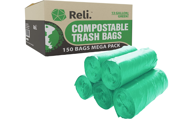 1.2 Gallon Small Trash bags Biodegradable, 4.5 L Trash Can, 150 Counts,  Green