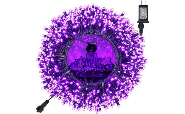 Toodour Halloween Purple Lights, 131ft 350 LED Plug in Halloween String Lights with 8 Modes and Timer, Connectable Outdoor Halloween Lights for Garden, Party, Halloween Decor